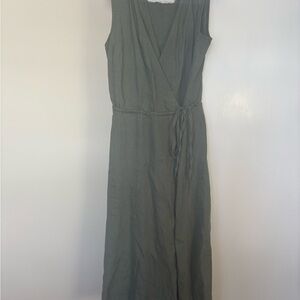notPERFECTLINEN Forest Green Althea Wrap Dress